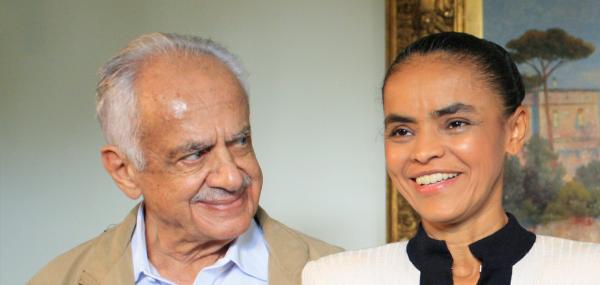 Ex-senadores Pedro Simon e Marina Silva