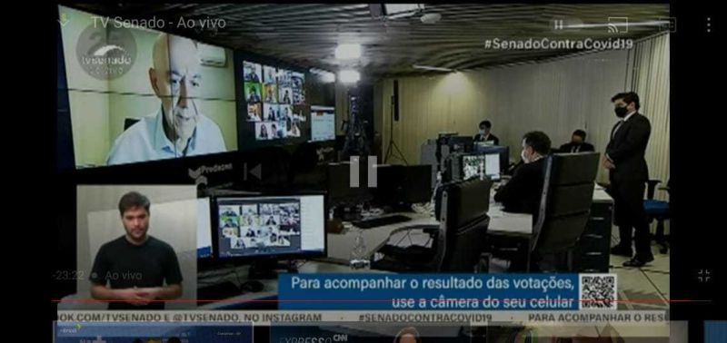 Sessão virtual do Senado desta quinta-feira (29) - (Foto: Youtube/Reprodução 29.04.2021)