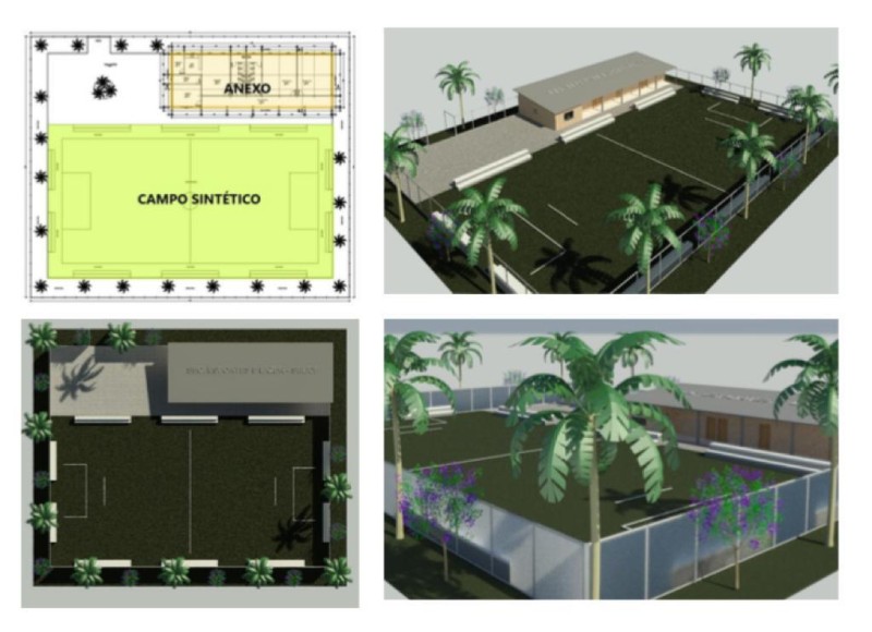 Cada unidade é formada por salas de aulas, refeitório, campos com gramado sintético, banco de reserva, arquibancadas, redes de proteção, alambrados, vestiários, depósito para materiais esportivos, iluminação, paisagismo, pavimentação, sala de administraçã