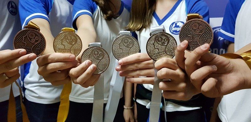 Medalhas conquistadas pelos alunos na última edição da Olimpíada Nacional de Ciência - (Foto: Divulgação Jorge Zanoni/Carolina Colnago)