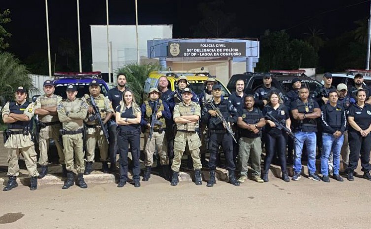 Contando com um efetivo de dezenas de policiais civis e militares, a operação Cidade Blindada está ocorrendo ao longo de toda esta semana na cidade de Lagoa da Confusão - Foto: Segurança Pública/Governo do Tocantins