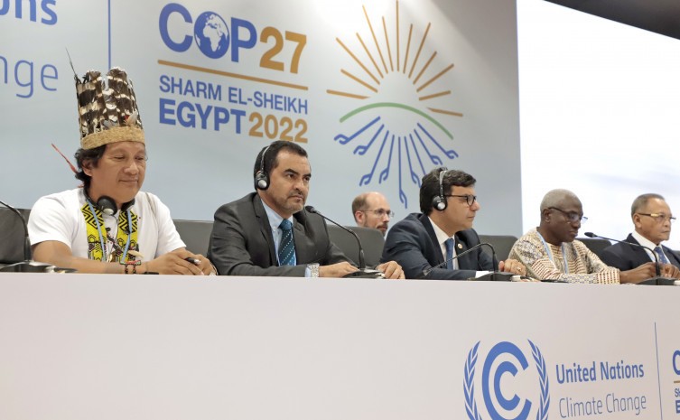 Governador Wanderlei Barbosa fez declarações durante painel que reuniu os membros da Força Tarefa dos Governadores para o Clima e Florestas na COP 27 - Foto: João Di Pietro/Governo do Tocantins