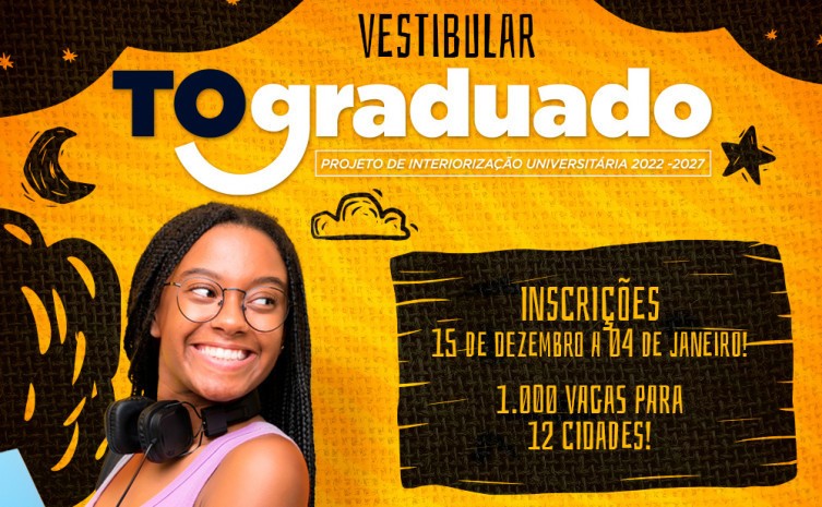 Inscrições abertas para o Vestibular TO Graduado - Foto: Unitins/Governo do Tocantins
