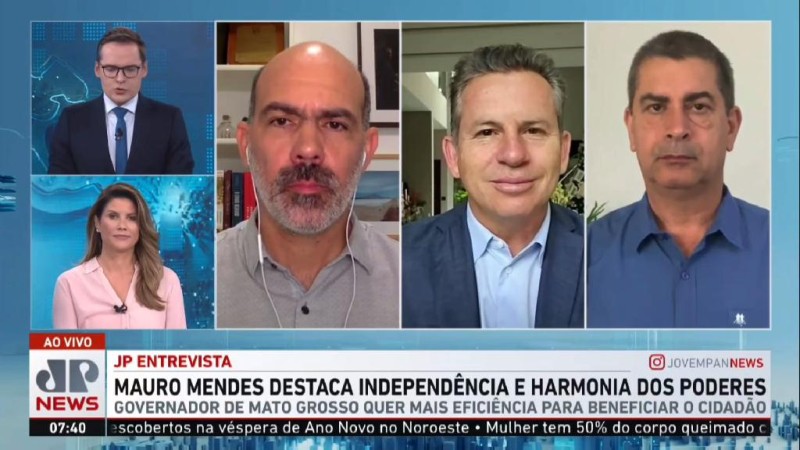 Governador Mauro Mendes em entrevista para a Jovem Pan - Foto por: Reprodução