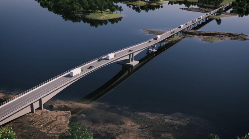 Ponte sobre o Rio Juruena terá 1.360 metros e será a maior do Estado - Foto por: Reprodução
