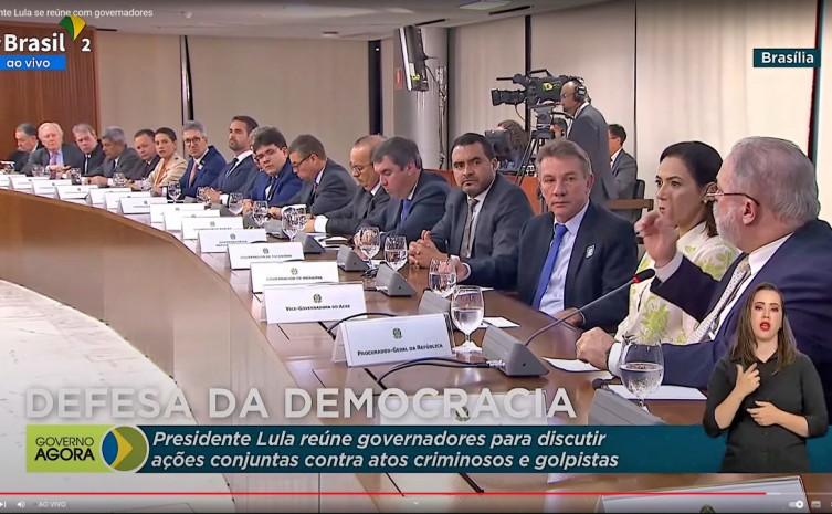 Wanderlei Barbosa participou da reunião com o presidente da República, Luiz Inácio Lula da Silva, e os demais 26 governadores, em Brasília-DF - Foto: Divulgação TV Brasil