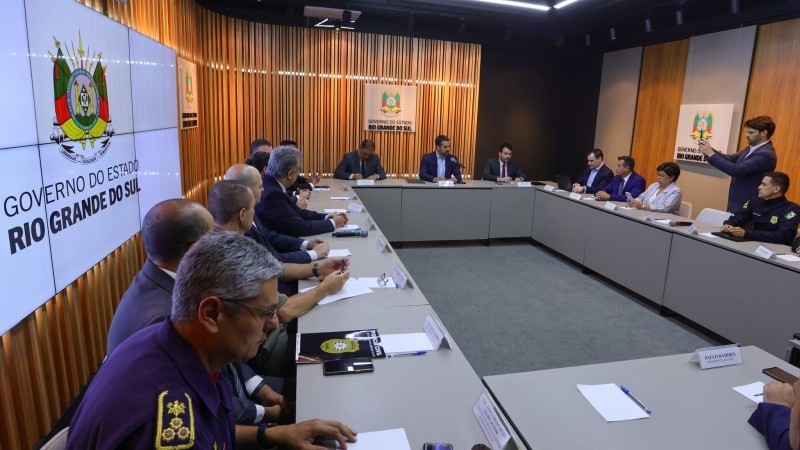 No encontro, houve atualização e alinhamento sobre as movimentações no Estado e as ações de monitoramento e investigação -Foto: Itamar Aguiar/Palácio Piratini