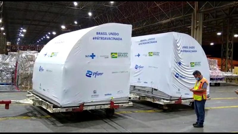 Lote da Pfizer que chegou no aeroporto de Campinas - (Foto: Divulgação/ Polícia Federal)