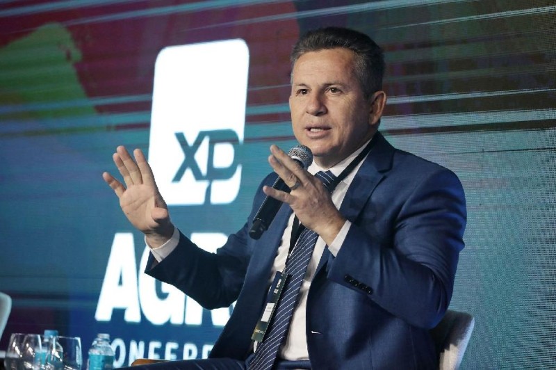 O governador Mauro Mendes, durante o evento da XP