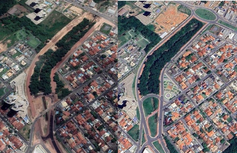 Obras na Avenida Parque do Barbado, antes e depois - Foto por: Reprodução