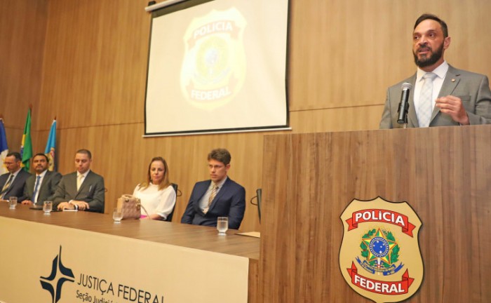 Em seu discurso, o novo superintendente da PF no Tocantins, Reginaldo Donizetti, agradeceu ao Governo do Tocantins pela doação de terreno para construção da sede própria da Polícia Federal - Foto: Esequias Araújo/Governo do Tocantins