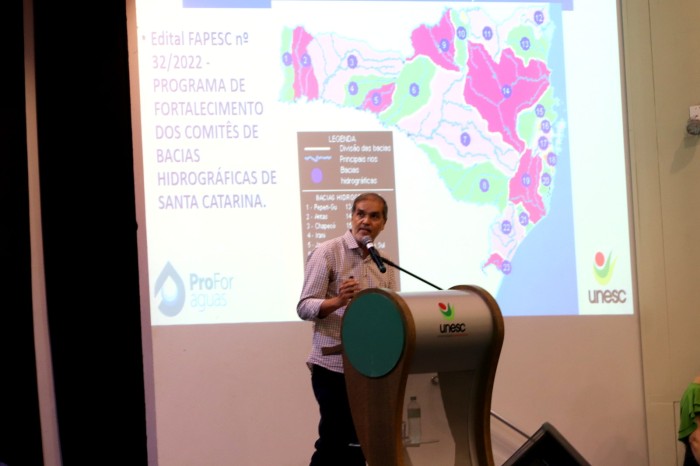 Apresentação do ProFor Águas da Unesc, que conta com apoio da Fapesc. Crédito: Marciano Bortolin/Agecom/Unesc