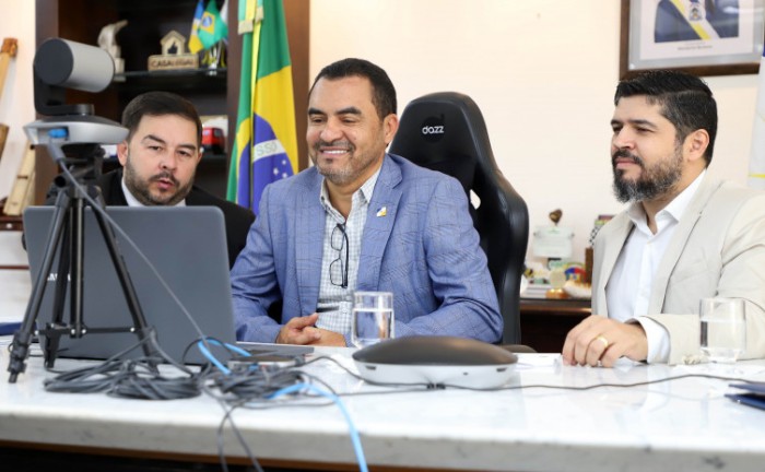 O governador do Tocantins, Wanderlei Barbosa, reuniu-se por videoconferência com representantes da iniciativa privada Estônia Hub - Foto: Antônio Gonçalves/Governo do Tocantins