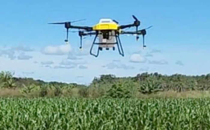 Drone aumenta a eficiência e redução da quantidade de água utilizada na pulverização - Foto: Seagro/Governo do Tocantins