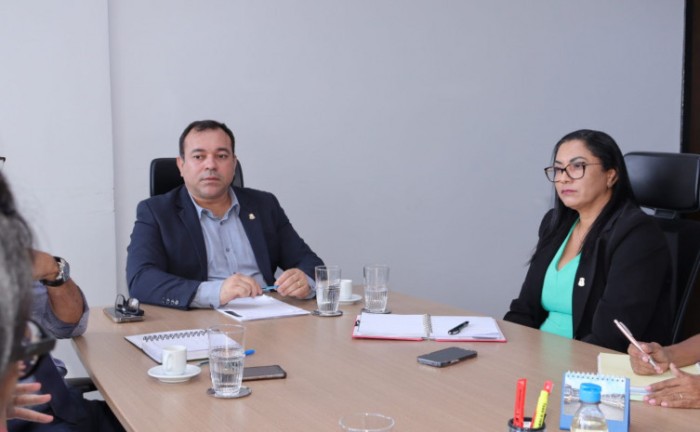 Secretário da SSP, Wlademir Mota, e a secretária da Mulher, Berenice de Fátima, discutiram a instalação de Delegacia Especializada em Atendimento à Mulher 24h (DEAM 24h), em Gurupi e Araguaína - Foto: Luiz de Castro/Governo do Tocantins