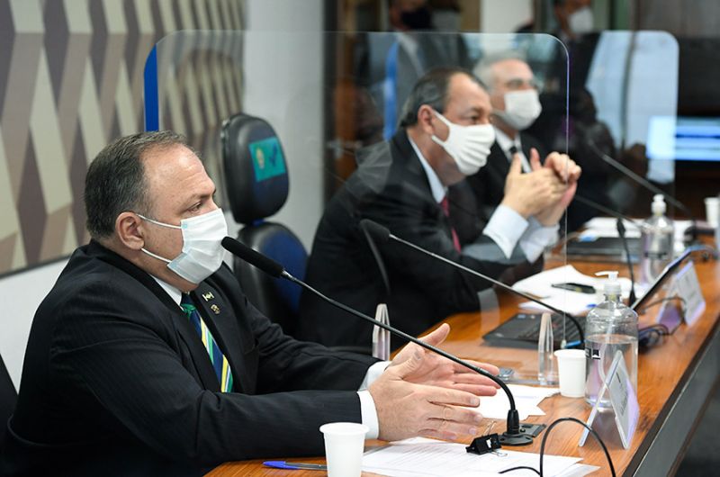 Eduardo Pazuello durante a audiência na CPI da Pandemia nesta quarta-feira - Edilson Rodrigues/Agência Senado