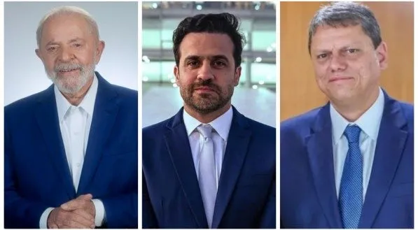Lula, Pablo Marçal e Tarcísio de Freitas são possíveis candidatos à presidência da República em 2026 - Foto divulgação