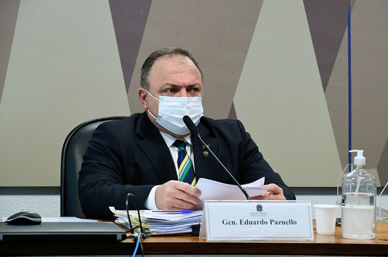 O ex-ministro da Saúde Eduardo Pazuello em 19 de maio, seu segundo dia de depoimento à CPI - Edilson Rodrigues/Agência Senado