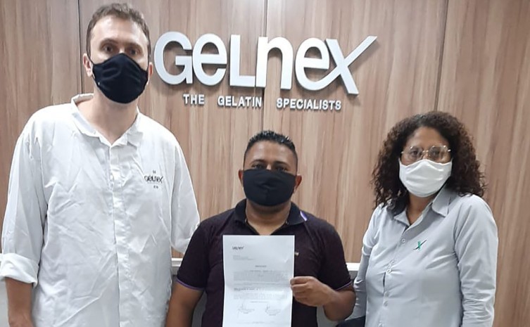Gerente de planta da Gelnex e vice-presidente do CBHRLC, Fernando Galdiolle, presidente do CBHRLC, Mario Roberto e gerente Administrativa da Gelnex, Jesuslene Xavier - Foto: Comitê dos Rios Lontra e Corda
