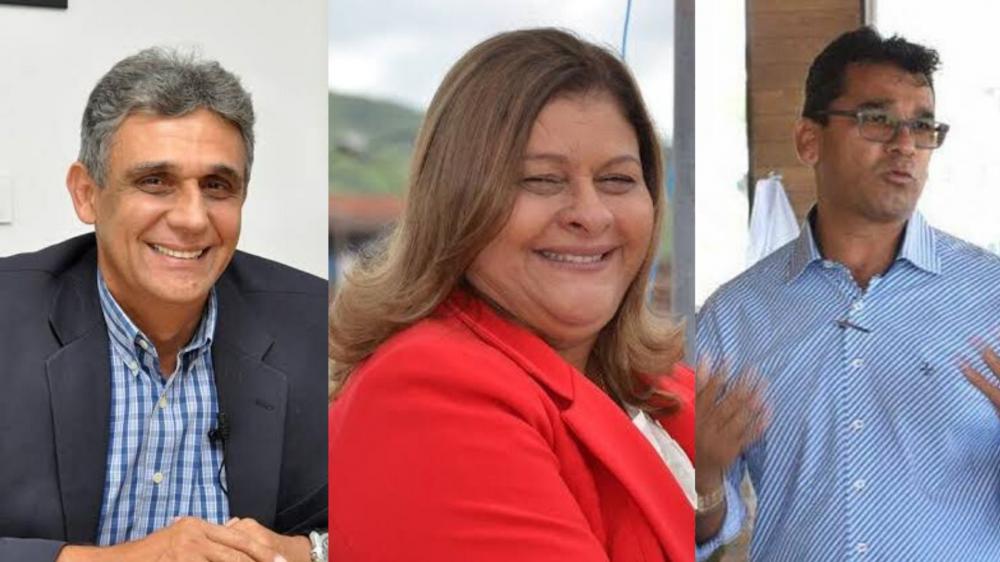 Elvis Presley Rodrigues, Francisco Abimael Barbosa e Joaquim Cordeiro Feitosa Neto, respectivos presidentes dos Legislativos Municipais. FOTO: Portal de Prefeitura