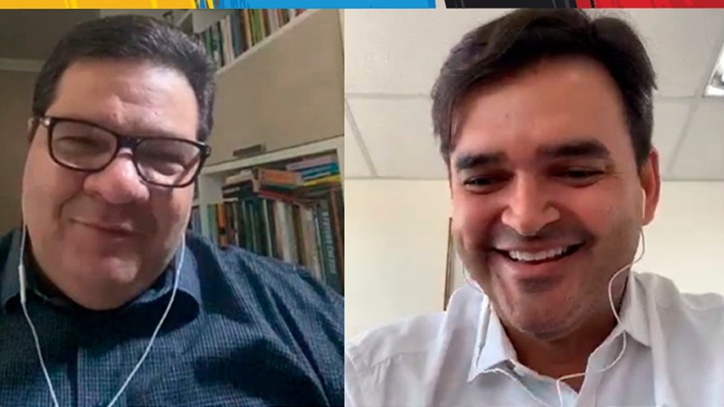 <em>Reitor da Uema, Gustavo Pereira, e secretário da Secap, Rubens Jr, em reunião remota (Foto: Reprodução)</em>