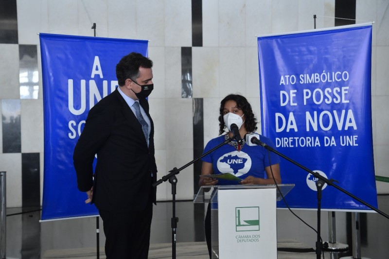 O presidente do Senado, Rodrigo Pacheco, destacou o papel da UNE na consolidação da democracia e da educação no país - Marcos Brandão/Senado Federal