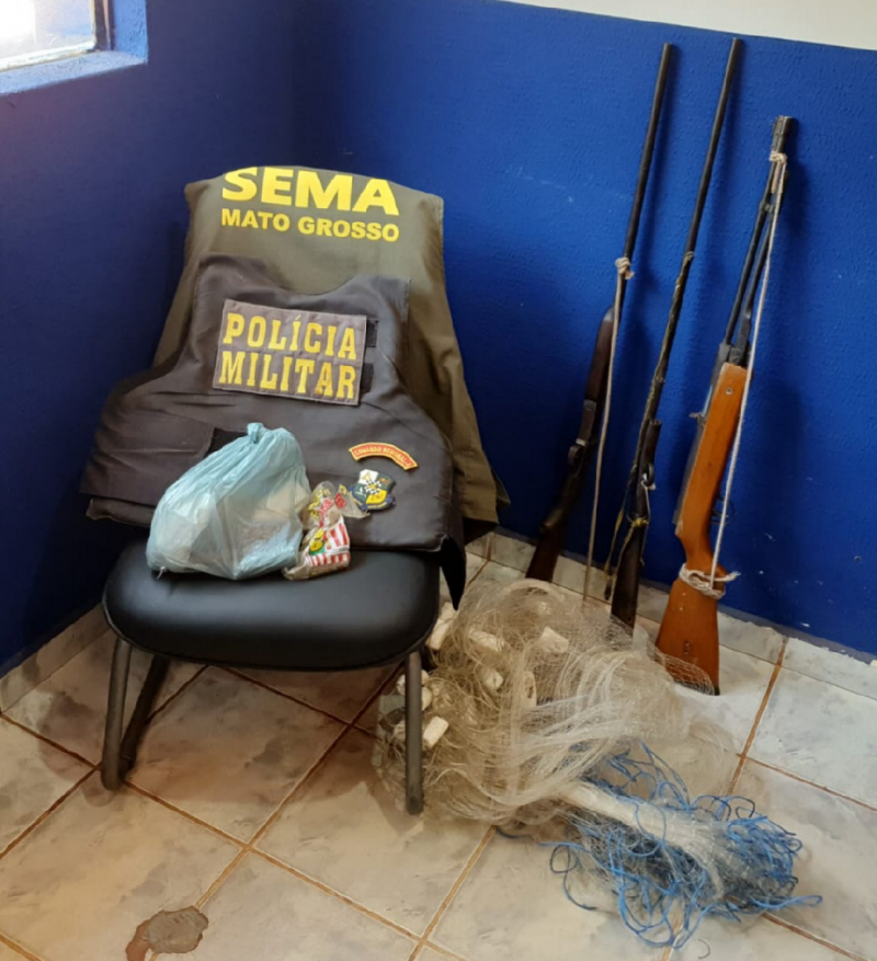 Operação apreende armas e rede de pesca em APP no Araguaia - Foto por: Sema/MT