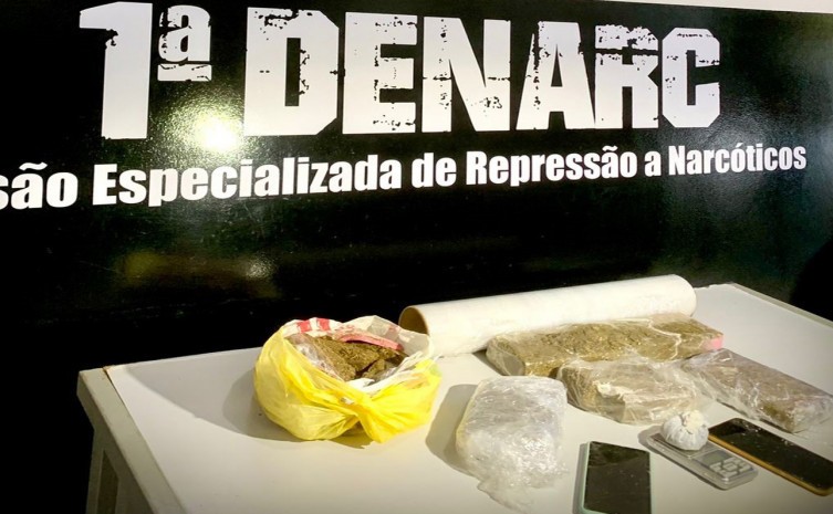 Foram apreendidos cerca de 5 kg de maconha, uma parte do tipo comercial e a outra da Skank, considerada um entorpecente com alta concentração, produzido em laboratório - Foto: Segurança Pública/Governo do Tocantins