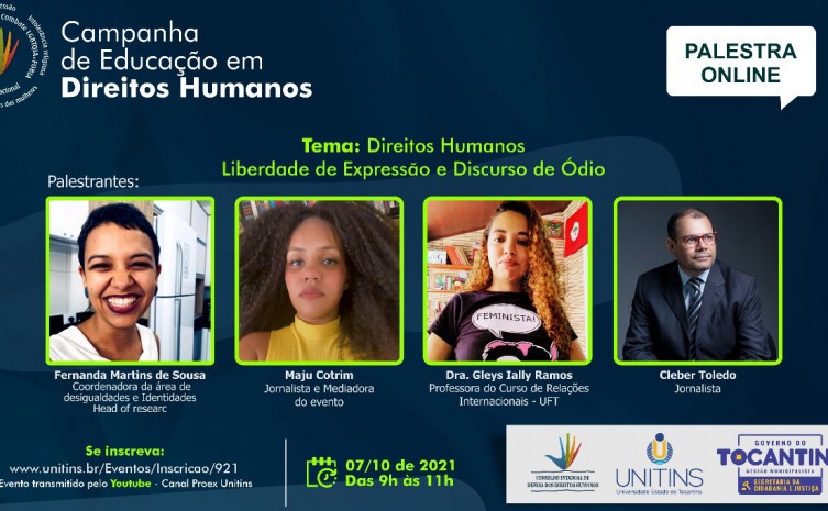 Palestra será realizada de forma on-line e aberta ao público em geral - Foto: Seciju/Governo do Tocantins