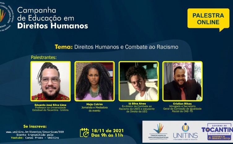 Palestra é aberta ao público em geral e integra uma das sete edições da Campanha do Conselho Estadual de Defesa dos Direitos Humanos - Foto: Governo do Tocantins