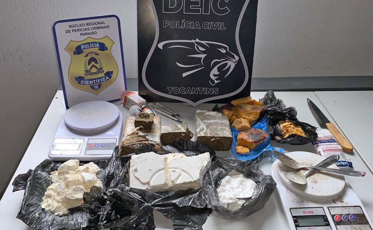 Drogas foram apreendidas em poder de um homem de 27 anos que foi preso por tráfico - Foto: SSP/Governo do Tocantins