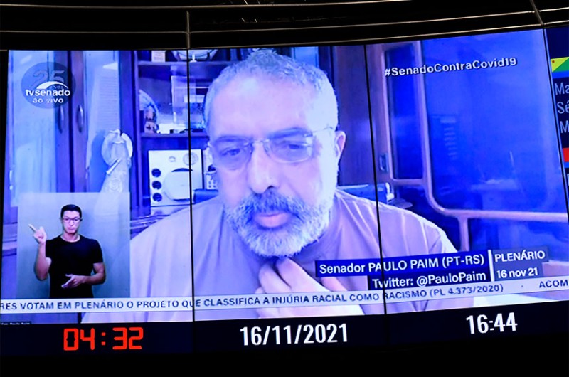 Pronunciamento de Pauo (PT-RS) durante a sessão plenária semipresencial desta terça-feira - Waldemir Barreto/Agência Senado
