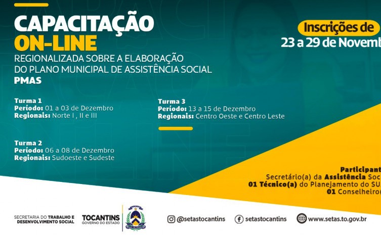 Capacitação para elaboração do Plano Municipal de Assistência Social - Foto: Setas/Governo do Tocantins