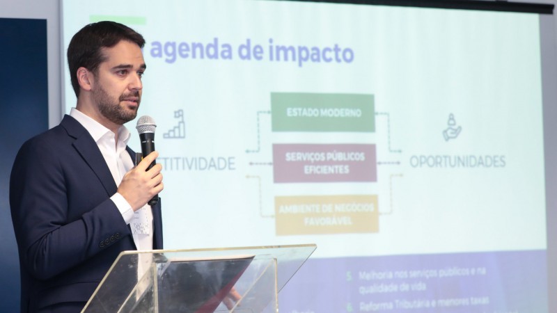 Leite lembrou que esteve na Amcham em 2019 falando de projetos hoje realidade: contas em dia, investimentos e corte em tributos - Foto: Itamar Aguiar / Palácio Piratini