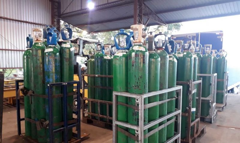 Cilindros de oxigênio enviados a Manaus depois da escassez do produto, nesta pandemia - (Foto: Divulgação/Ministério da Saúde)