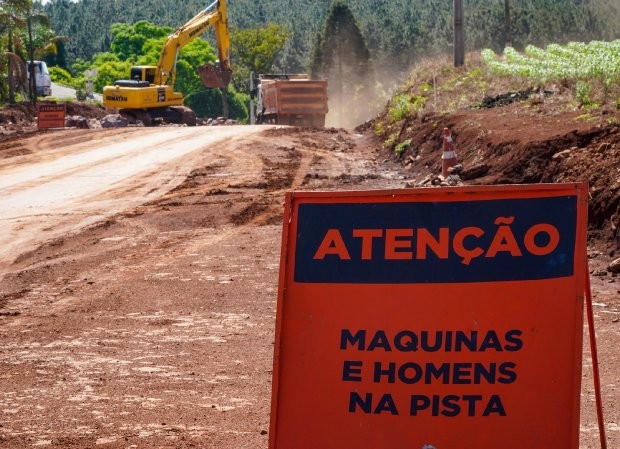 Obras no Contorno Extremo Oeste de Chapecó. Foto: Ricardo Wolffenbuttel/Secom