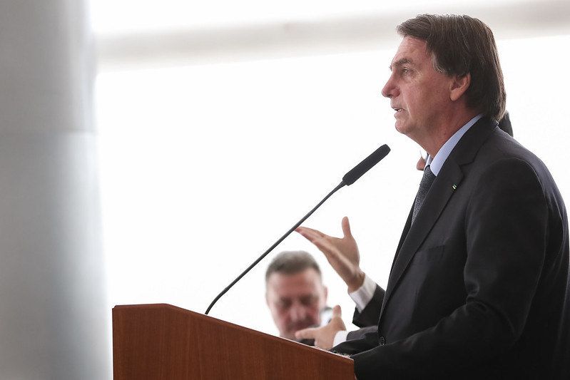 O Presidente Jair Bolsonaro, em evento no Palácio do Planalto - (Foto: Marcos Corrêa/PR-22/03/2021)