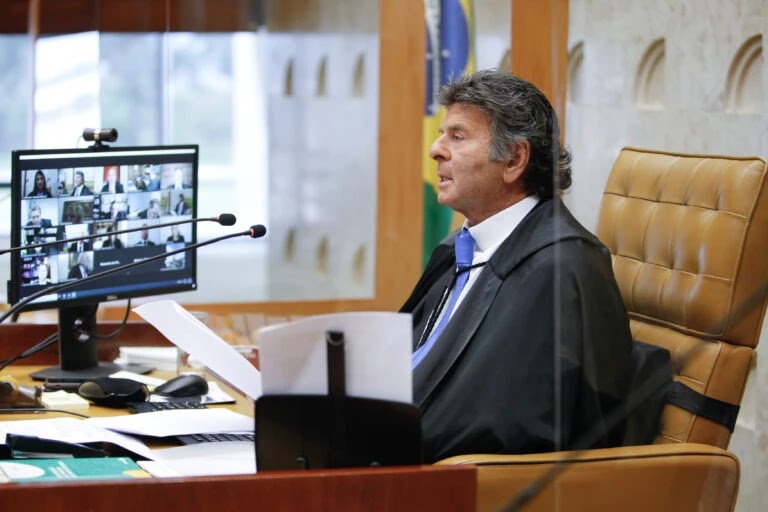 Presidente do STF, ministro Luiz Fux em sessão realizada por videoconferência. Foto: Fellipe Sampaio /SCO/STF